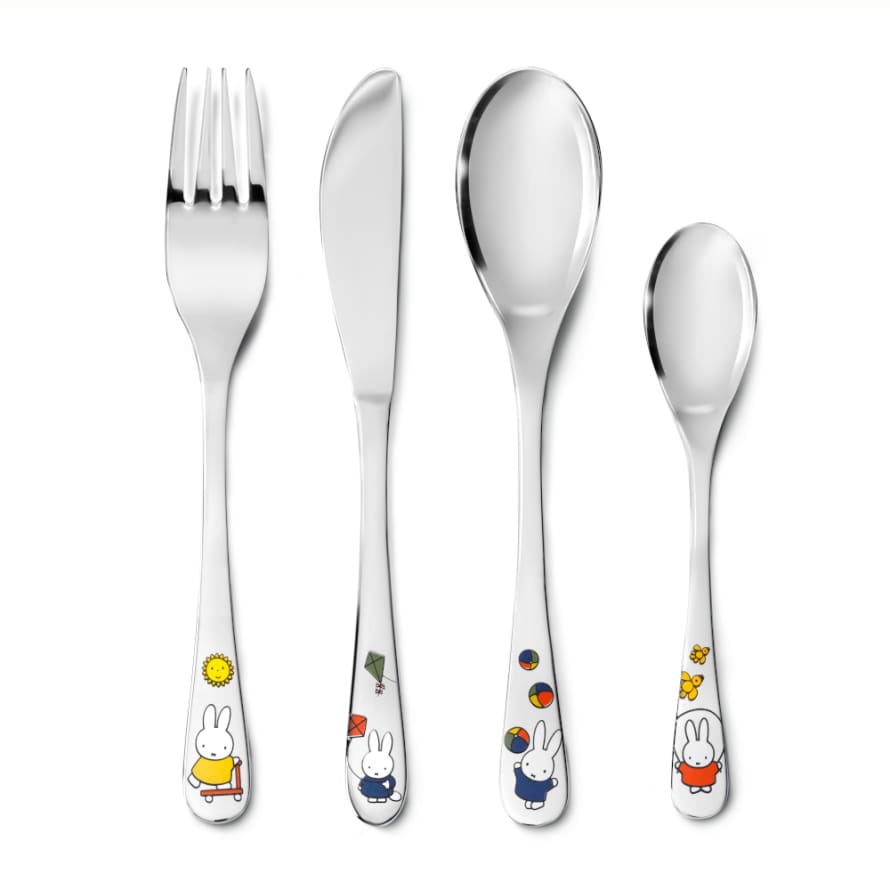 Zilverstad Childrens Cutlery Set Miffy Plays 4 Pcs In Stainless Steel