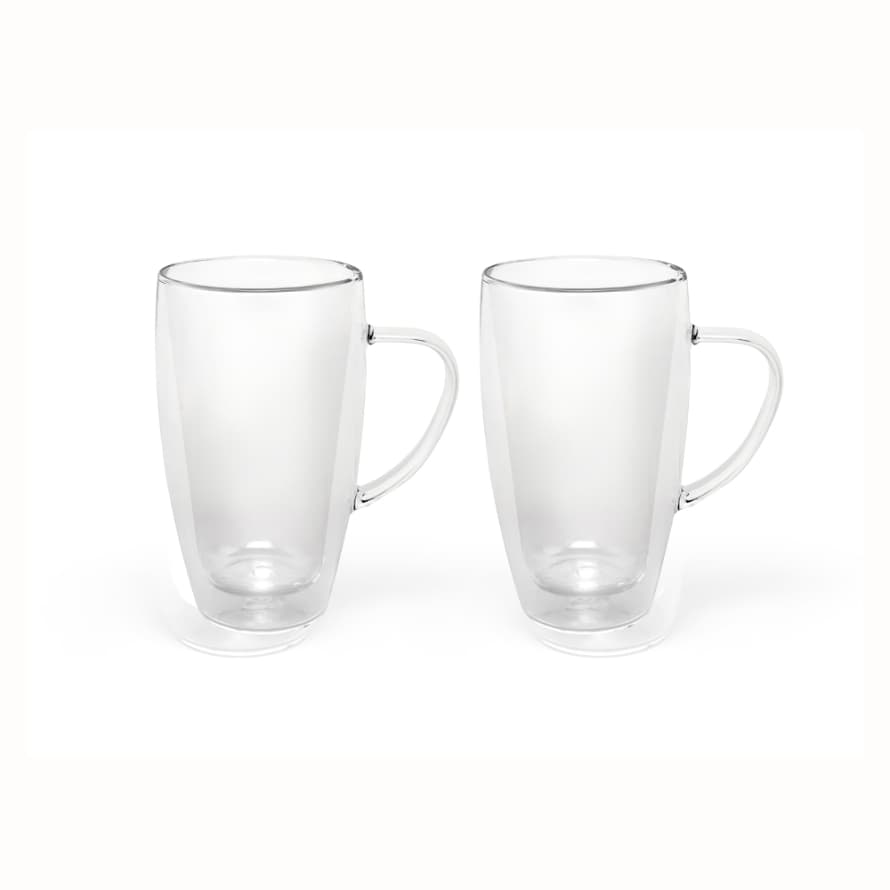 Bredemeijer Bredemeijer Double Wall Glass Mug For Coffee Or Tea Small 295ml With Handle In A Set Of 2