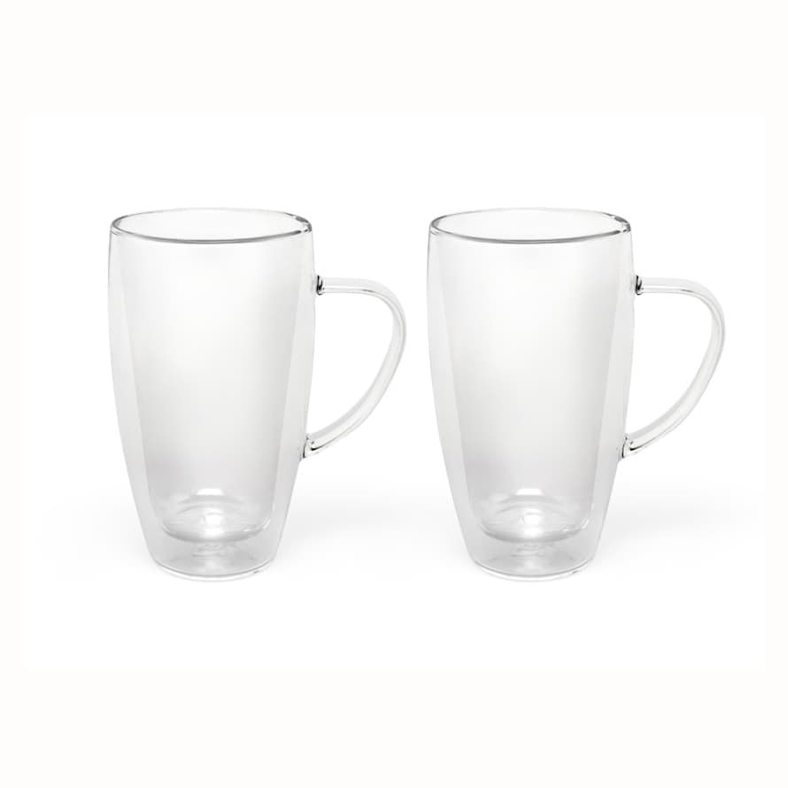 Bredemeijer Bredemeijer Double Wall Glass Mug For Coffee Or Tea Medium 320ml With Handle In A Set Of 2
