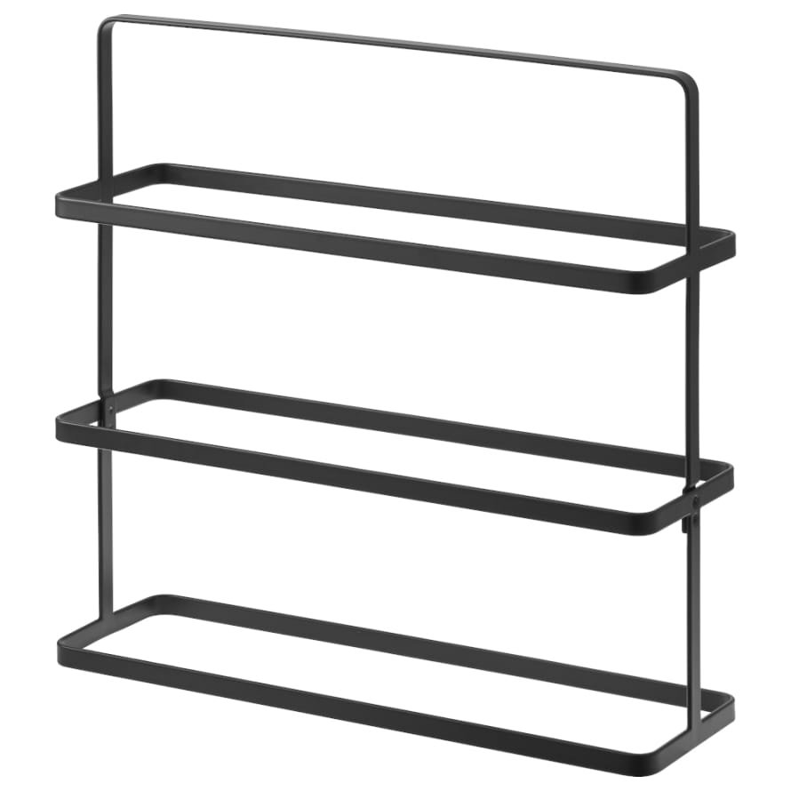 Yamazaki Tower Shoe Rack Low  &  Wide With 3 Levels And Carry Handle In Black