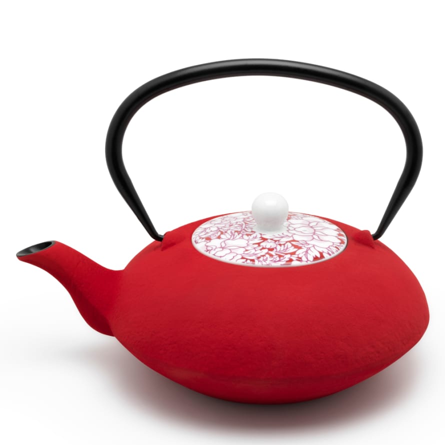 Bredemeijer Bredemeijer Teapot Yantai Design Cast Iron 1.2l With Porcelain Lid In Red