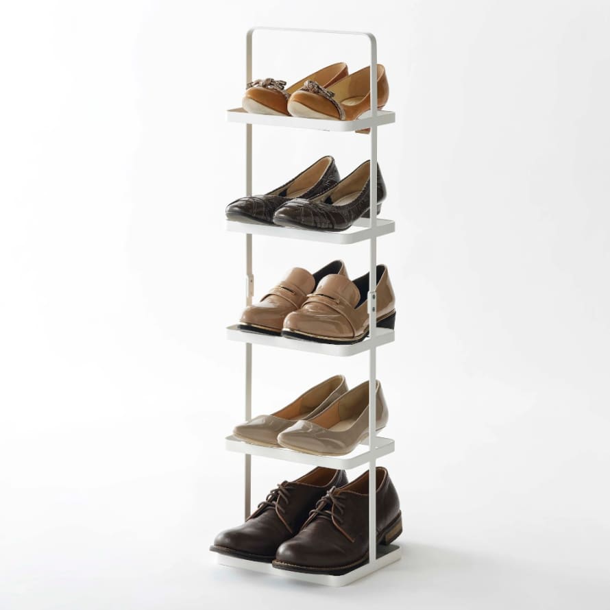 Yamazaki Tower Shoe Rack Tall  &  Slim With 5 Levels And Carry Handle In White