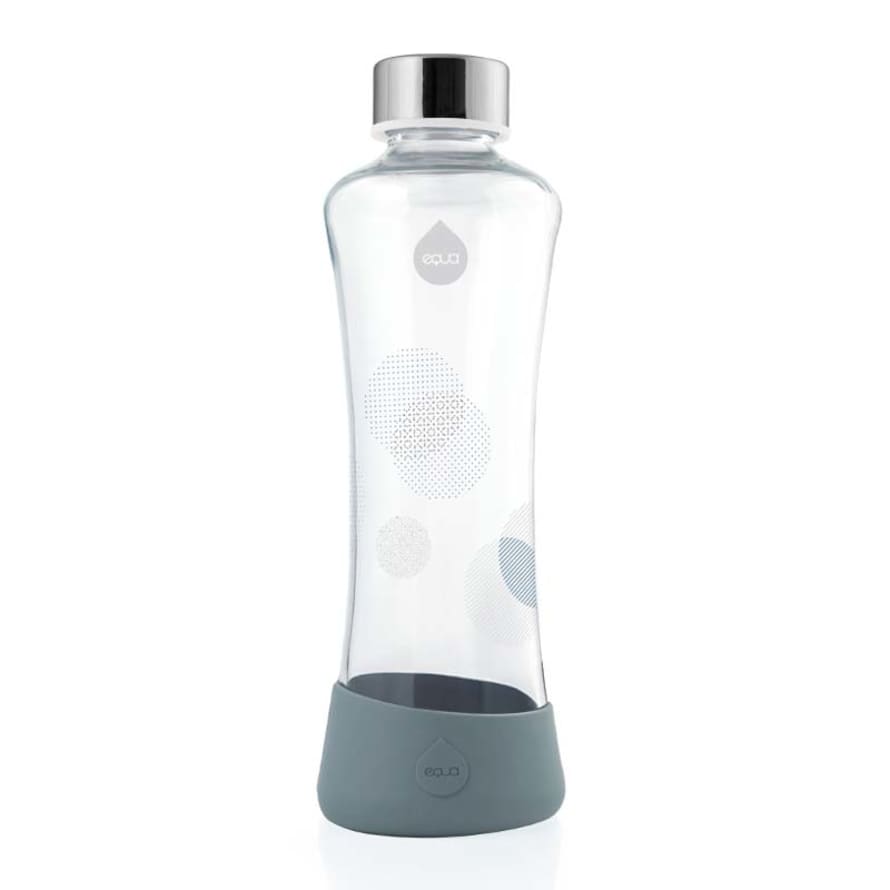Equa Easy Clean Water Bottle Tough Glass 550ml Metallic Silver