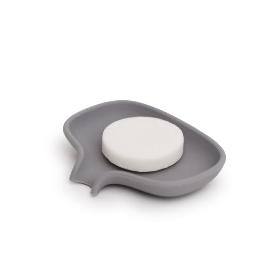 Bosign Bosign Flow Soapsaver Soap Dish Small With Draining Spout In Grey Recyclable Silicone