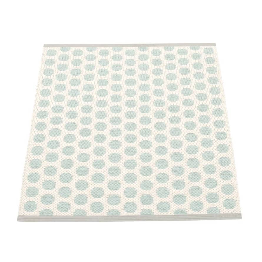 Pappelina Pappelina Of Sweden Noa Design Washable Sustainable Rug 70x90cm In Pale Turquoise  &  Vanilla