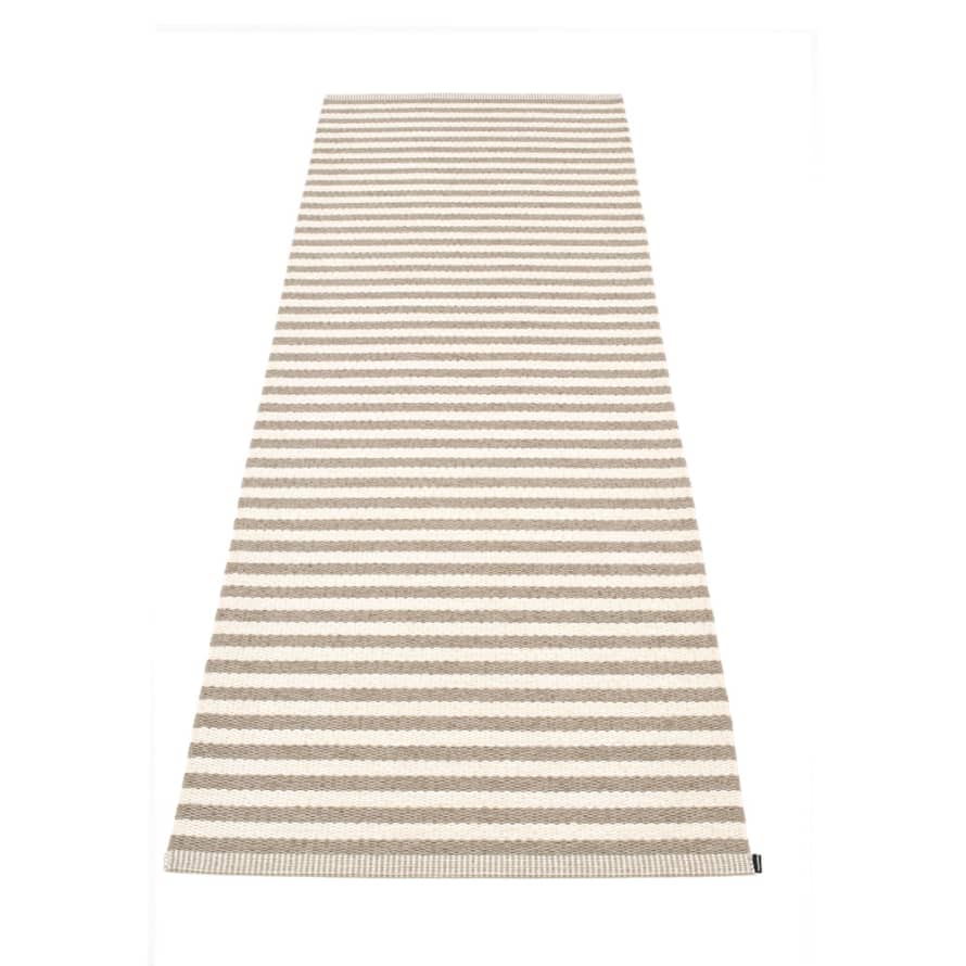 Pappelina Pappelina Of Sweden Duo Design Washable Sustainable Rug 85x260cm In Mud Brown  &  Vanilla