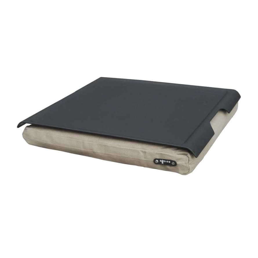 Bosign Bosign Laptray Large Antislip Plastic Black Top With Brown Cushion