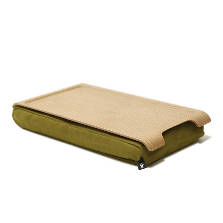 Bosign Bosign Laptray Mini Wooden Natural Top With Olive Cushion
