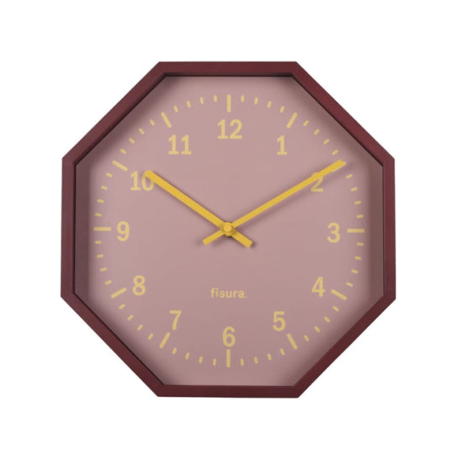 Fisura Burgundy Octogonal Wall Clock