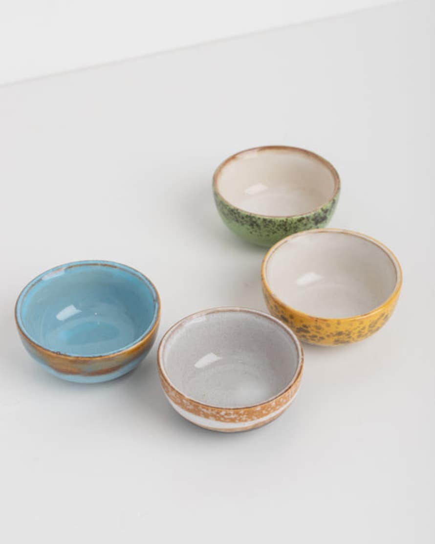 HKliving Ceramic 70s Castor Bowls Set Of 4