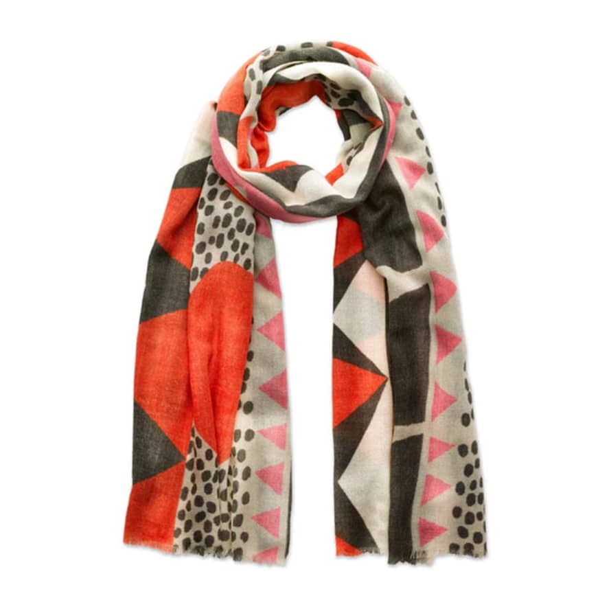 Narratives The Agency Red & Pink Collage Print Scarf