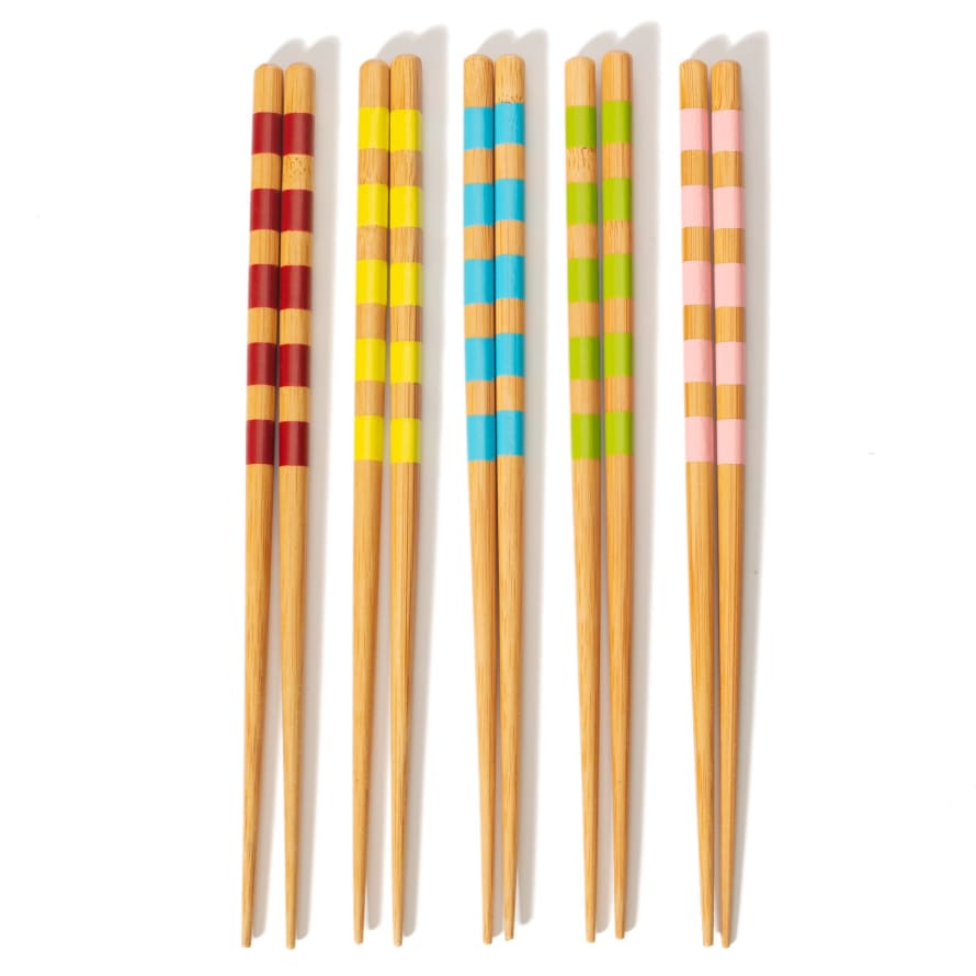 Sass & Belle  Set of 5 Striped Bamboo Chopsticks