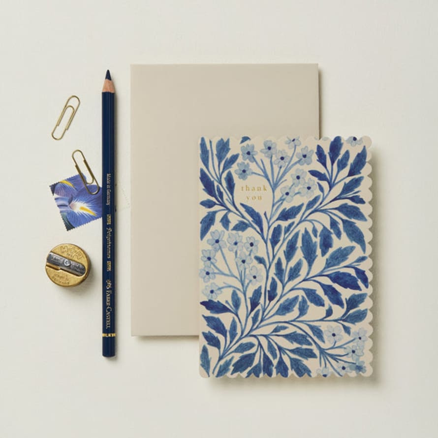 WANDERLUST Blue Flora Thank You Card