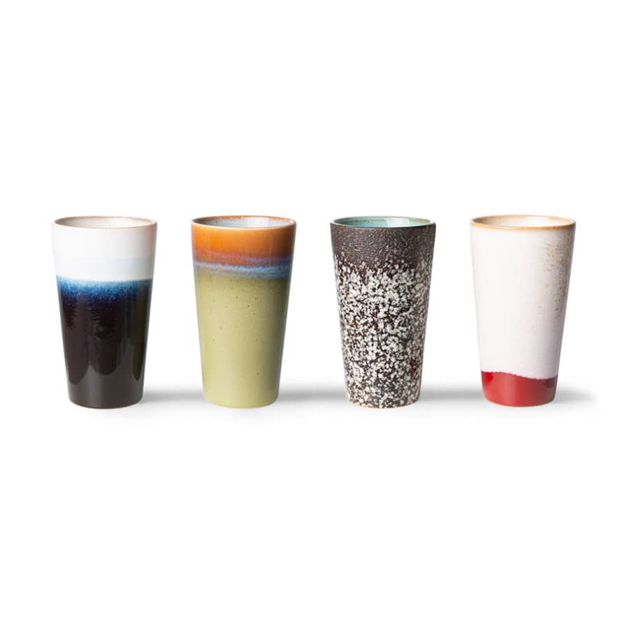 HKliving 70s ceramics: latte mugs (set of 4)