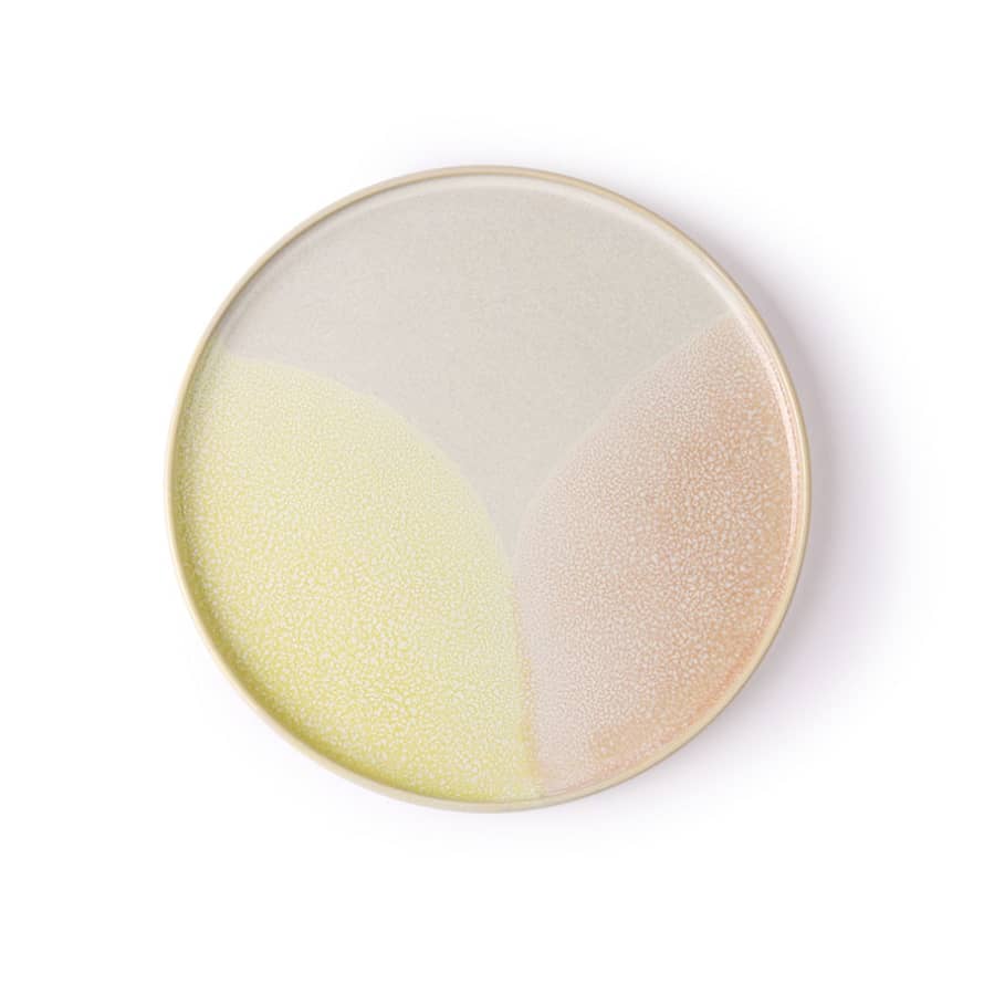 HK Living Gallery ceramics: round side plate pink / yellow