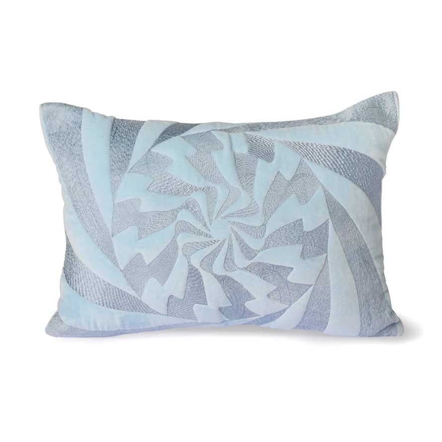 HK Living Graphic embroidered cushion ice blue (35x50)