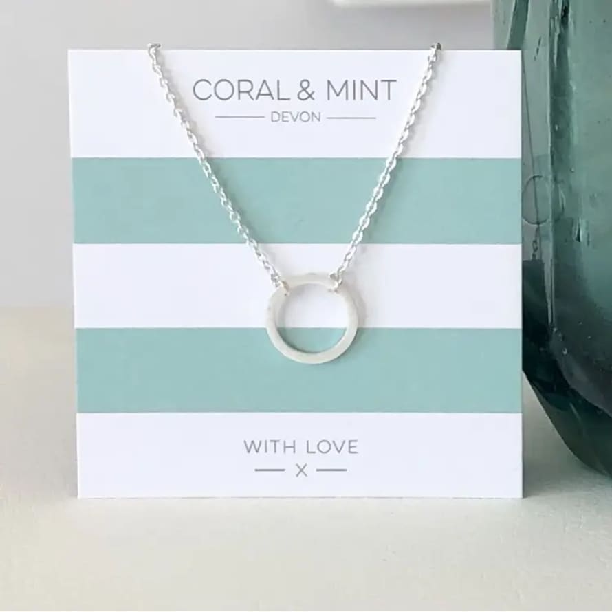 Coral & Mint Silver Eternity Necklace