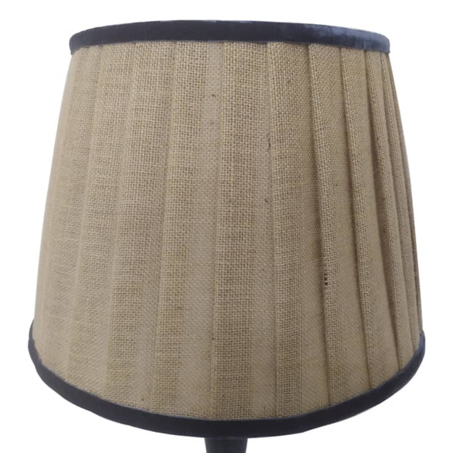 Al Limra Large Bleached Jute Lampshade With Navy Blue Trim