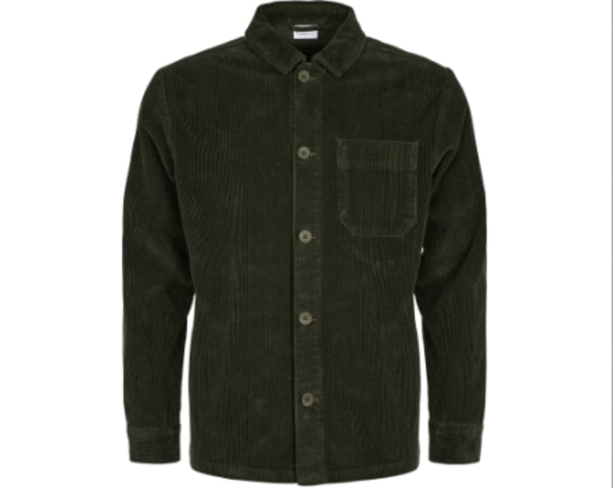 Knowledge Cotton Apparel  94046 Stretched 8-Wales Corduroy Overshirt Forrest Night