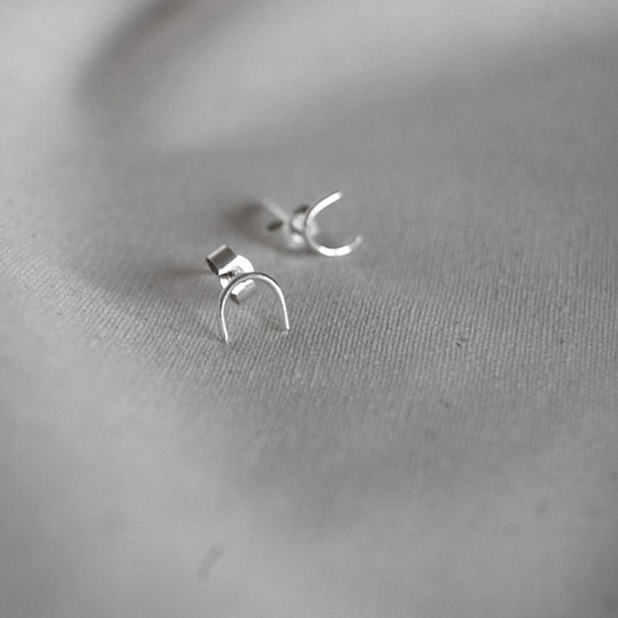 Atypical Thing Small Silver Wire Half Moon Studs