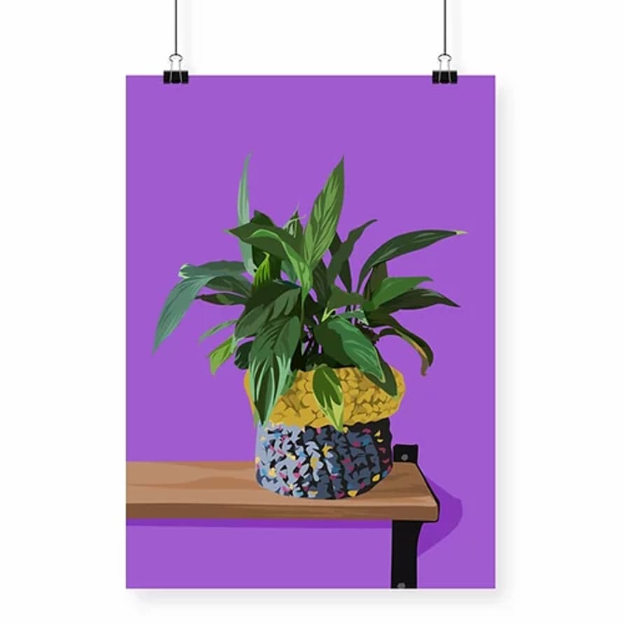 Merry Notes Designs Peace Lily In Crochet Pot Art Print
