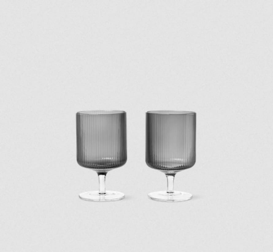 Ferm Living  Set of 2 Wine Ripple glasses