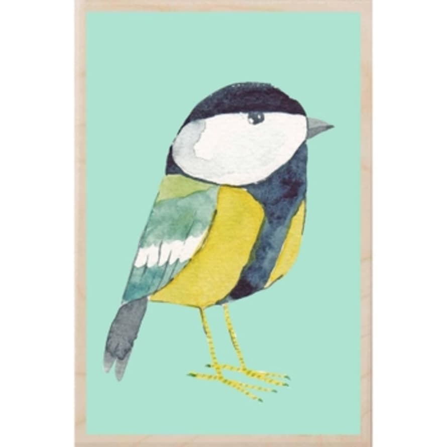 The Wooden Postcard Company Great Blue Tit Wooden Postcard