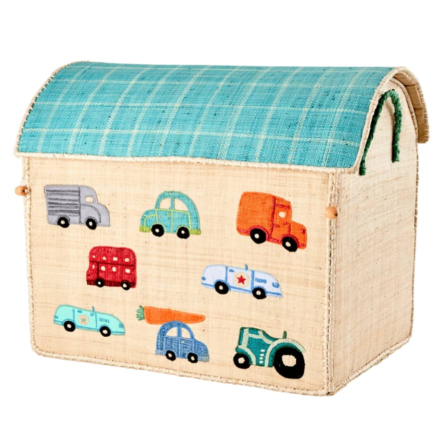 Rice by Rice Rafia Storage Basket with CARS - Large
