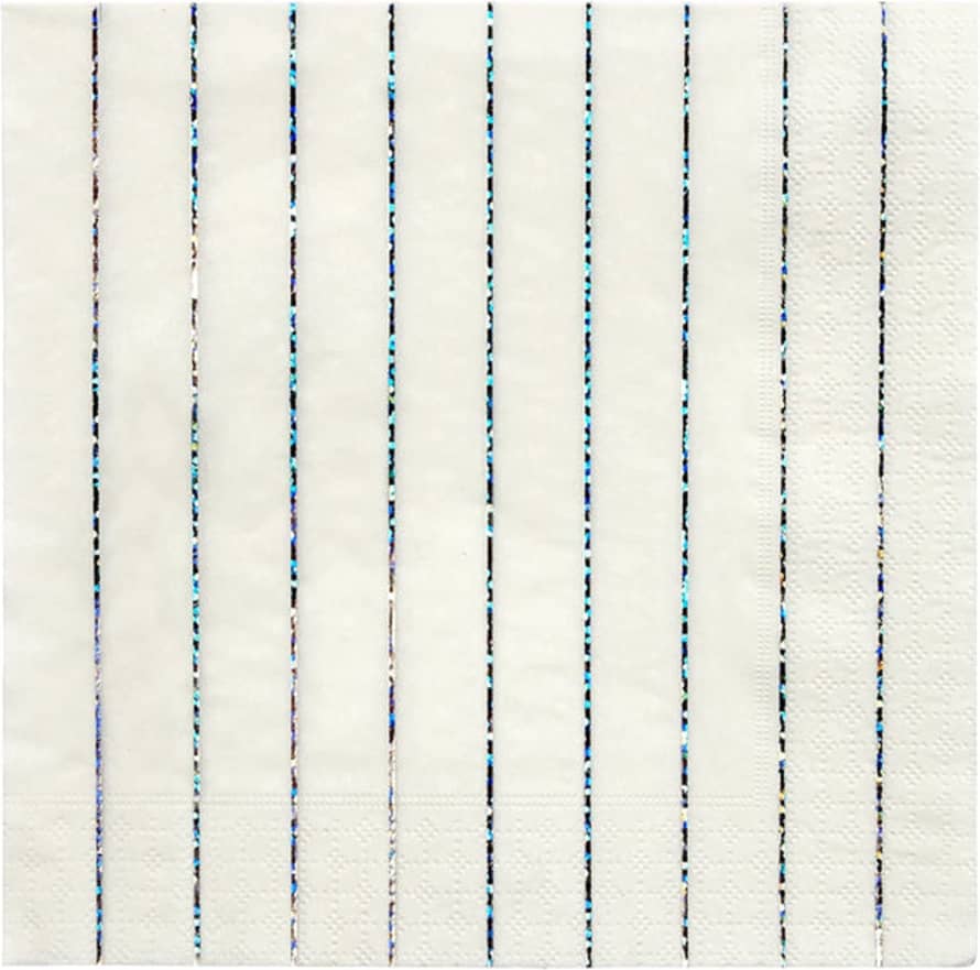 Meri Meri (181801) Silver Sparkle Stripe Large Napkins