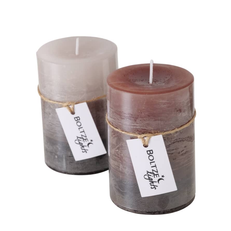 &Quirky Short Strato Gradient Pillar Candle : Beige or Brown