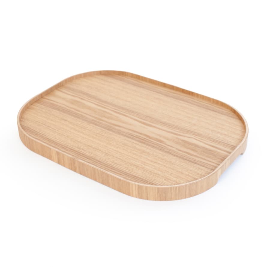 Bosign Serving Tray Curveline Design Large Antislip Willow Wood Surface and High Sides