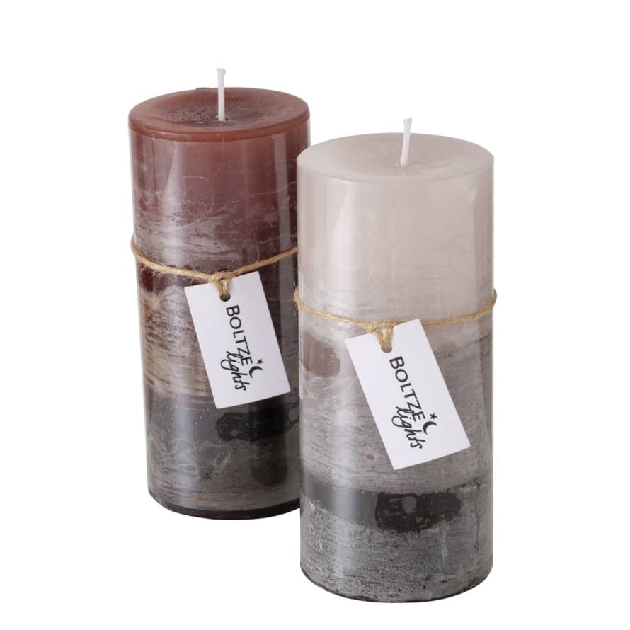 &Quirky Tall Strato Gradient Pillar Candle : Beige or Brown