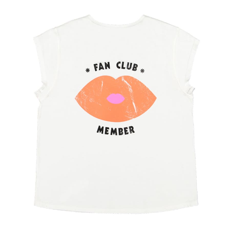 Sisters Department Camiseta sin mangas y escote pronunciado "fan club member" - blanco