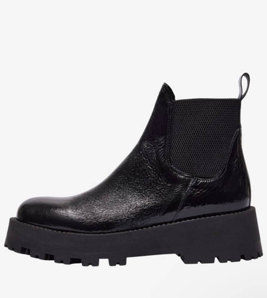 Selected Femme Patent Leather Chelsea Boots In Black