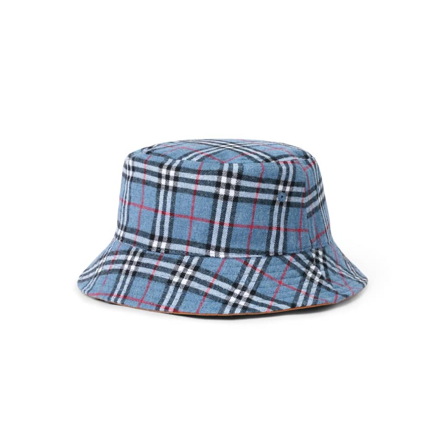 BUTTERGOODS Plaid Reversible Bucket Hat - Blue / Brown