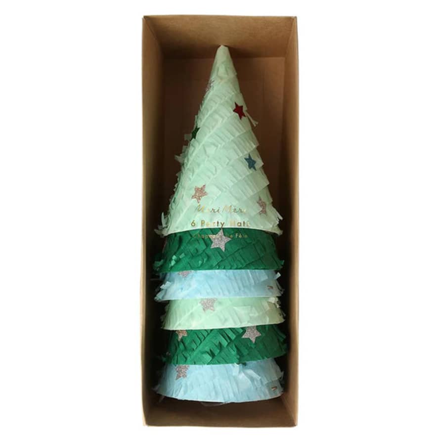 Meri Meri Fringed Christmas Tree Party Hats (x 6)