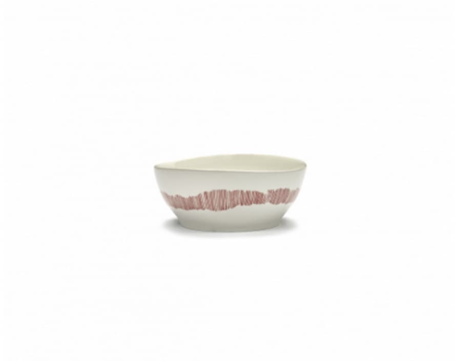 Serax Bowl L, White swirl-Red Stripes, FEAST by Ottolenghi