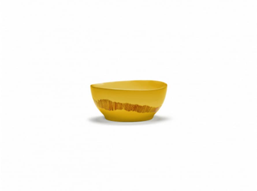 Serax Bowl S, Sunny yellow swirl- Stripes red, Feast by Ottolenghi