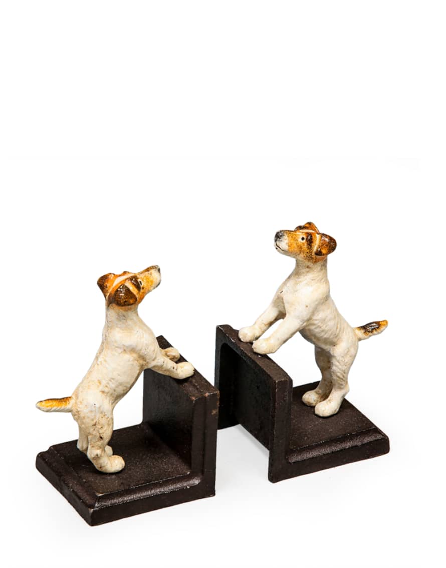 Rhubarb Cast Iron Antiqued Pair of Terrier Bookends