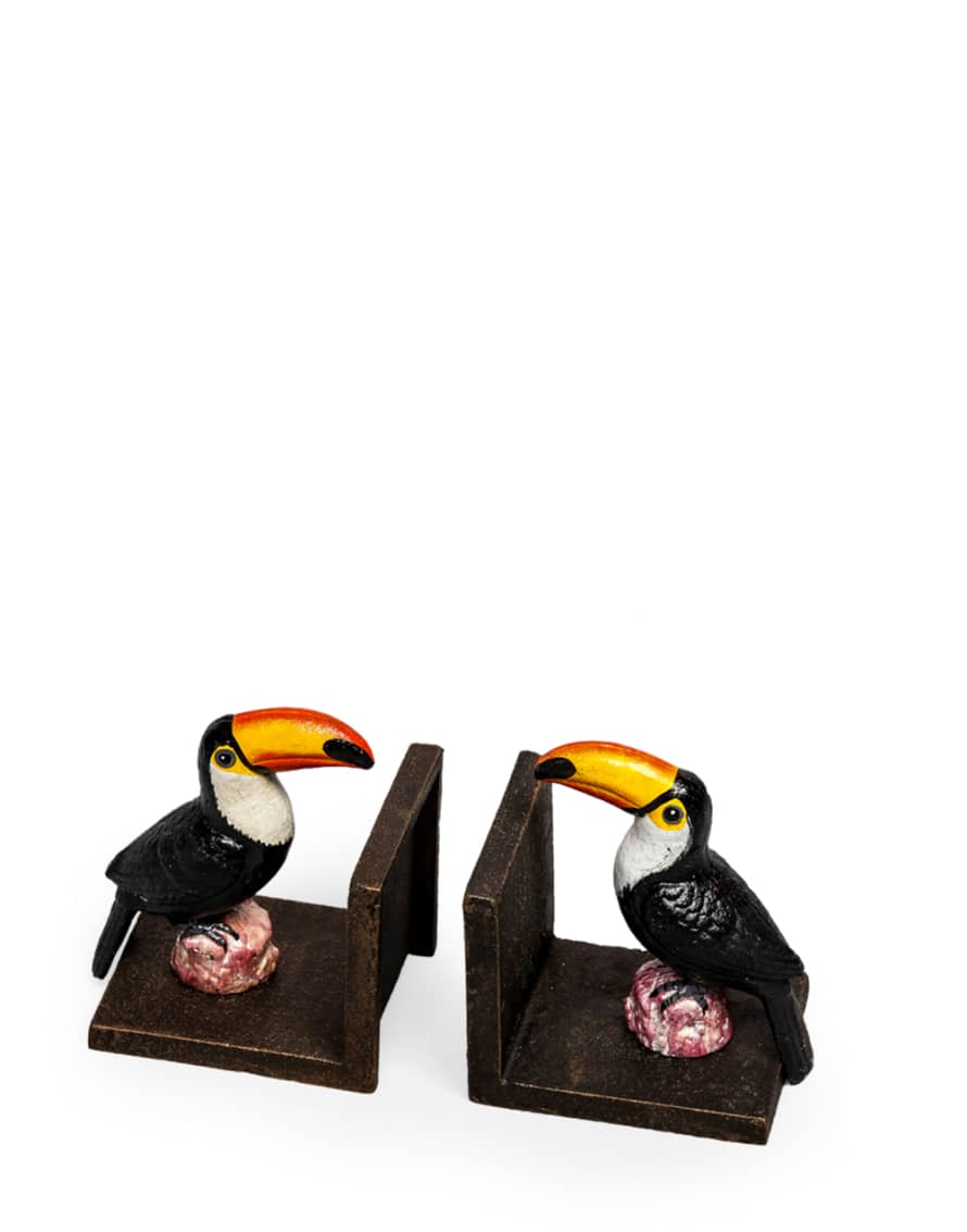 Rhubarb Cast Iron Antiqued Toucan Bookends