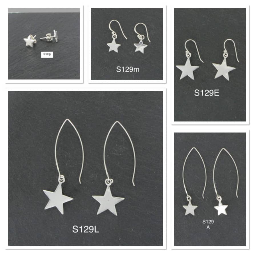 Siren Silver Star Stud Earrings Sterling Silver