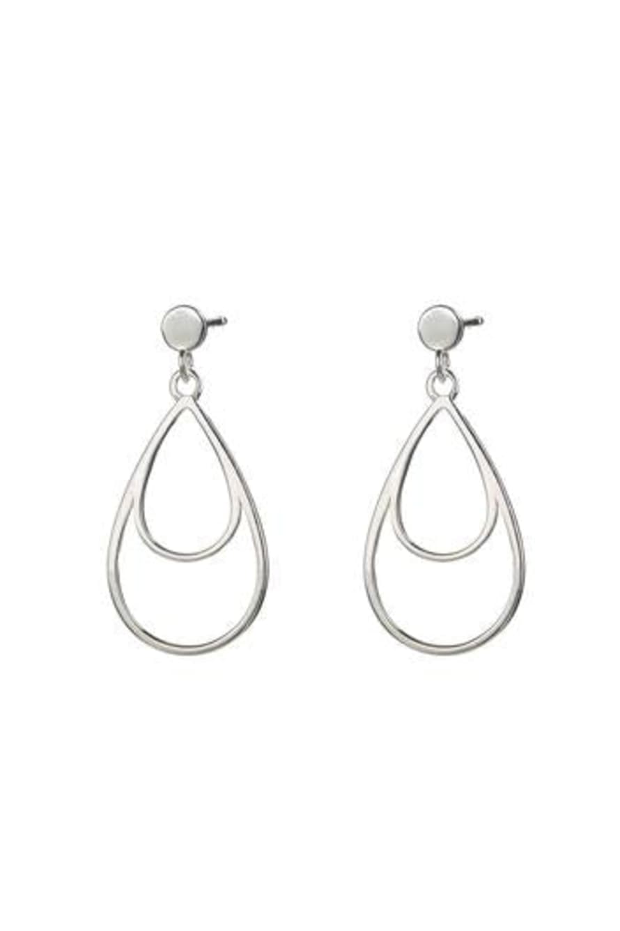 One & Eight Silver Double Teardrop Earrings