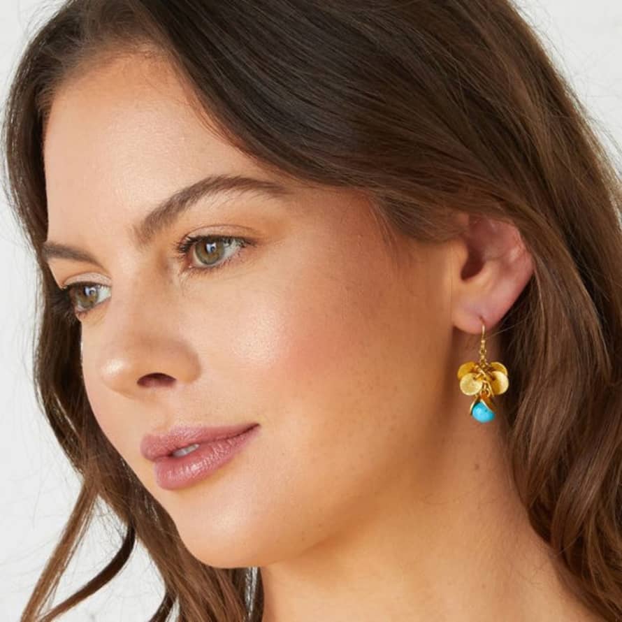 Ashiana Winona Earrings In Gold With Turquoise