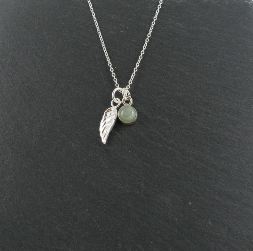 Siren Silver Wing Charm And Citrine Necklace Sterling Silver