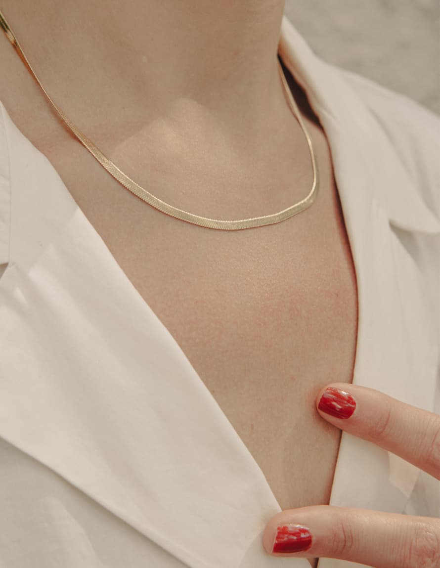 Nordic Muse Gold Snake Chain Choker Necklace, 18k Tarnish-Free Waterproof Gold 