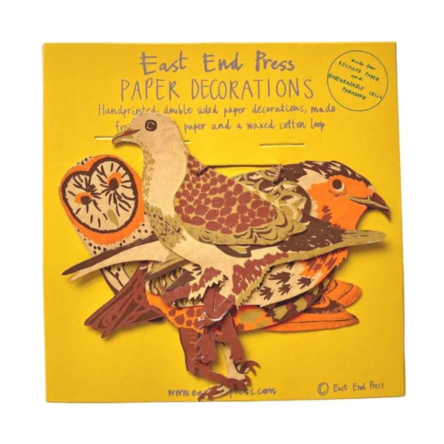 East End Press Winter Bird Recycled Paper Decorations