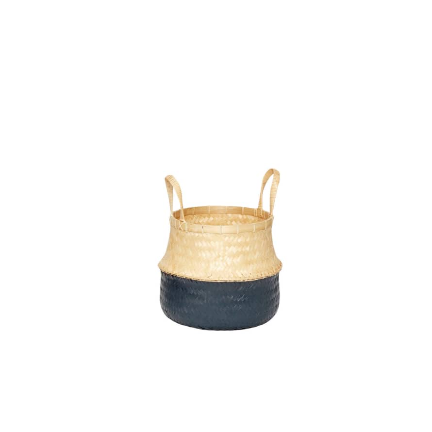Hubsch Black/Natural Rattan Belly Basket in Small
