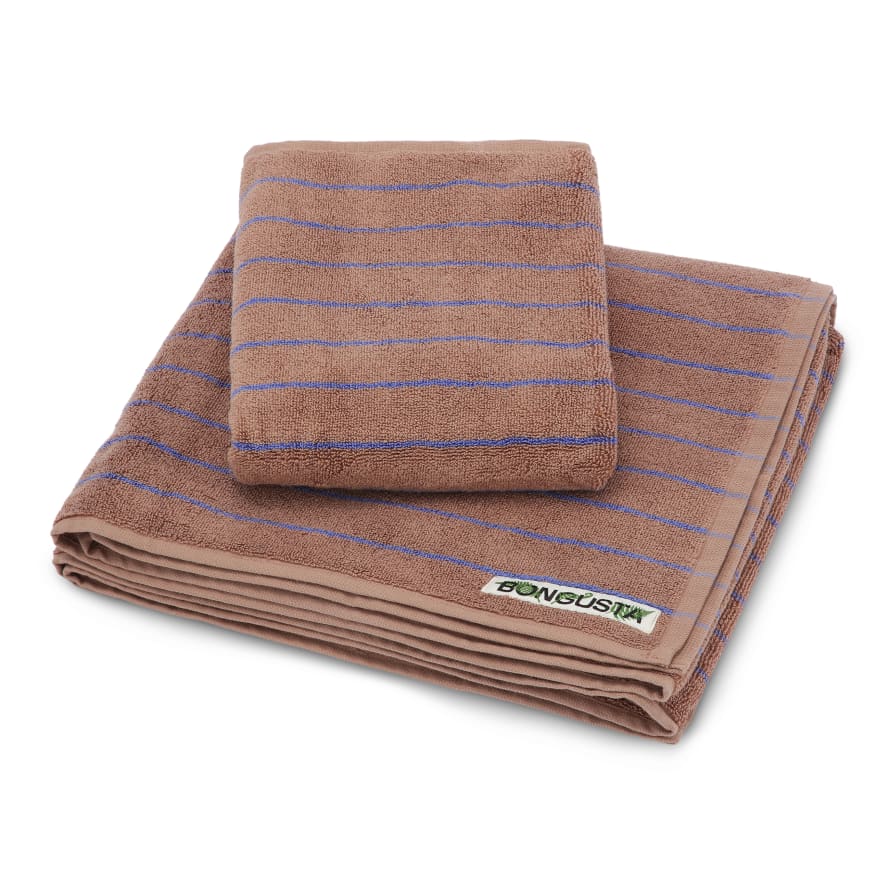 bongusta Naram Bath Towel - Camel & Ultramarine Blue