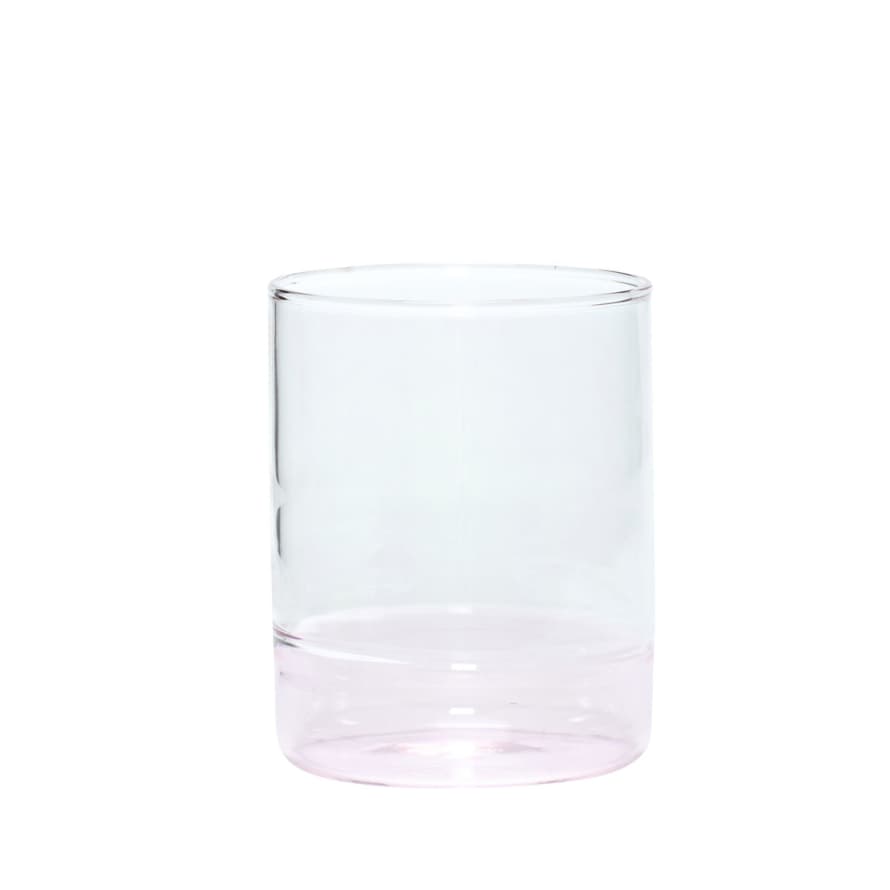 Hubsch Handmade Clear Glass Tumbler with Pink Bottom
