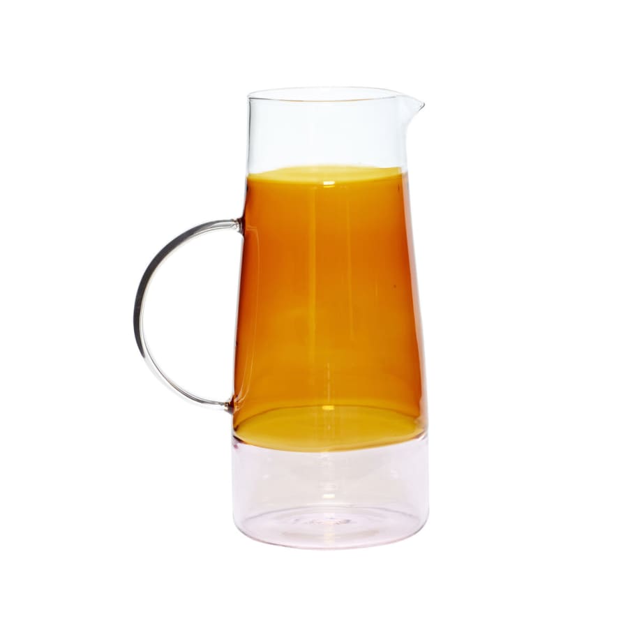 Hubsch Handmade Glass Lemonade Jug in Amber&Pink (1.3L)